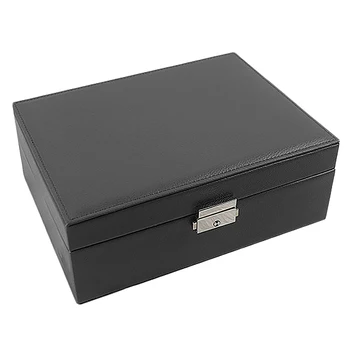 

Jewelry Organizer Box - Women Two Layer Display Storage Case Large PU Leather Jewelry Holder with Lock for Earring Ring Necklace