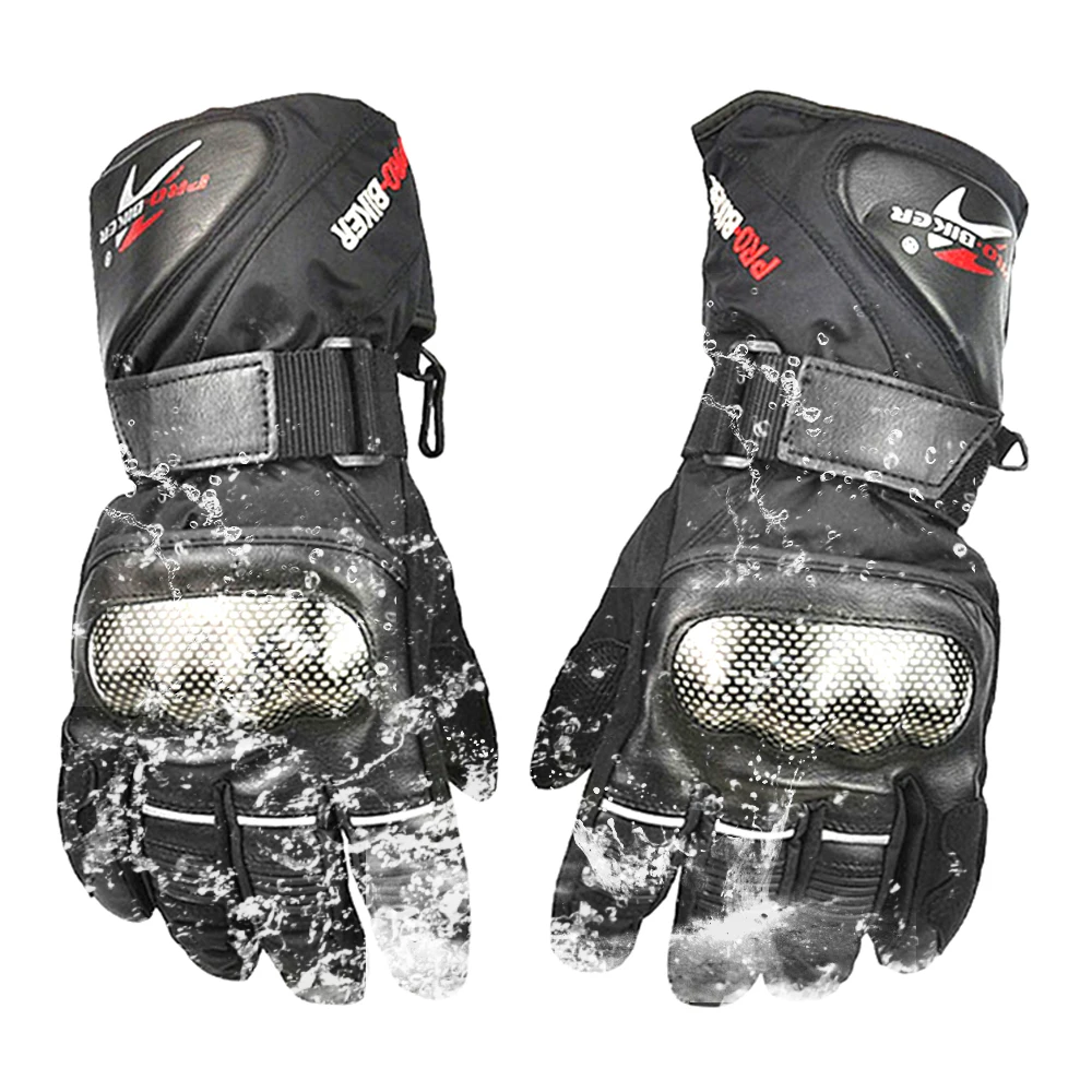 Pro biker мотоциклетные зимние перчатки из углеродного волокна теплые для мотогонок