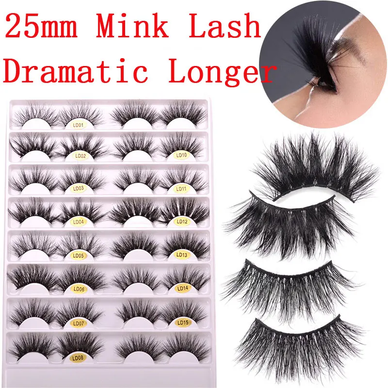 

Makeup 25mm Mink Lashes Beauty Eyelash Extension Natural False Eyelashes 3D Mink Lashes Box Packaging Full Strip Lashes Handmade
