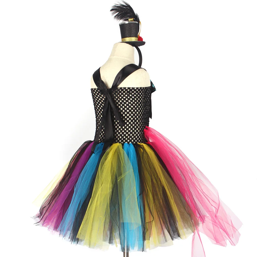 Colorful Mad Hatter Inspired Girls Tutu Dress with Headband Alice Wonderland Halloween Costume Children Carnival Party Dress (10)