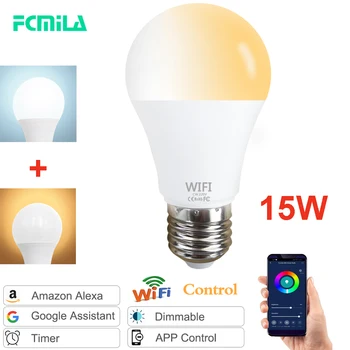 

15W Dimmable B22 E27 WiFi Smart Light Bulb LED Lamp App Operate Alexa Google Assistant Control Wake up Smart Lamp Night Light