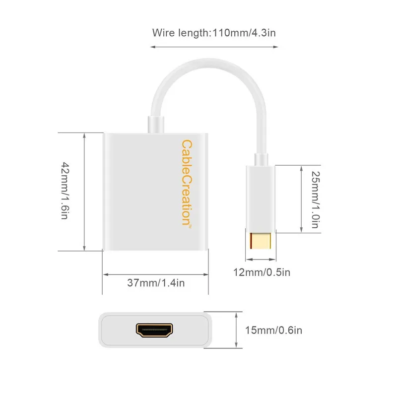 USB C к HDMI 4K адаптер, кабель usb type C к HDMI Thunderbolt 3 совместим, совместим с MacBook Pro //