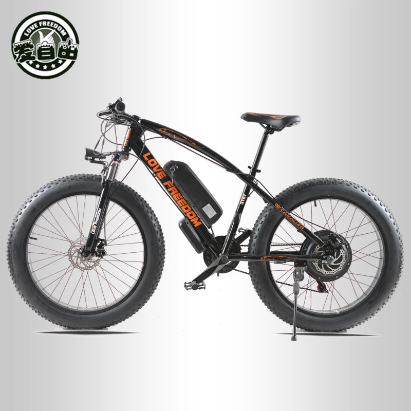 Discount Love Freedom 21 speed Mountain Bike Electric Bicycle 36V 350W 10.4Ah 26X4.0 powerful electric Fat bike free delivery 0