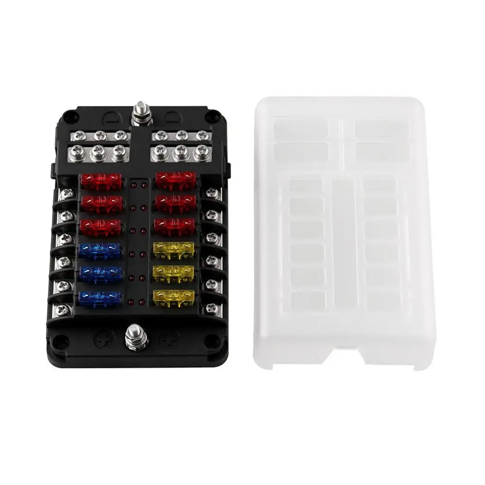 

Universal Motorcycle Led Lamp 12-way Fuse Box with Negative Bh-12pdf Screw Female Fuse Box Set Accessories