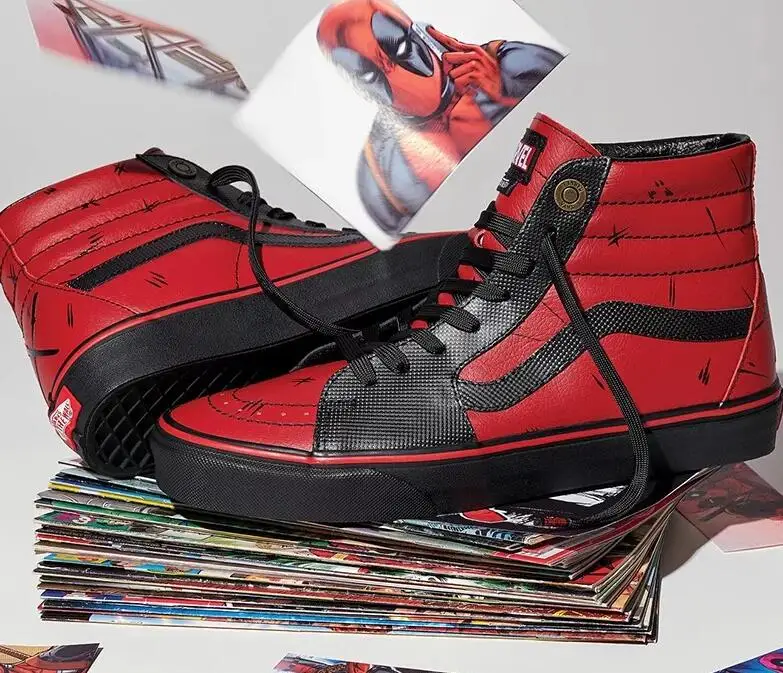 red and blue authentic vans