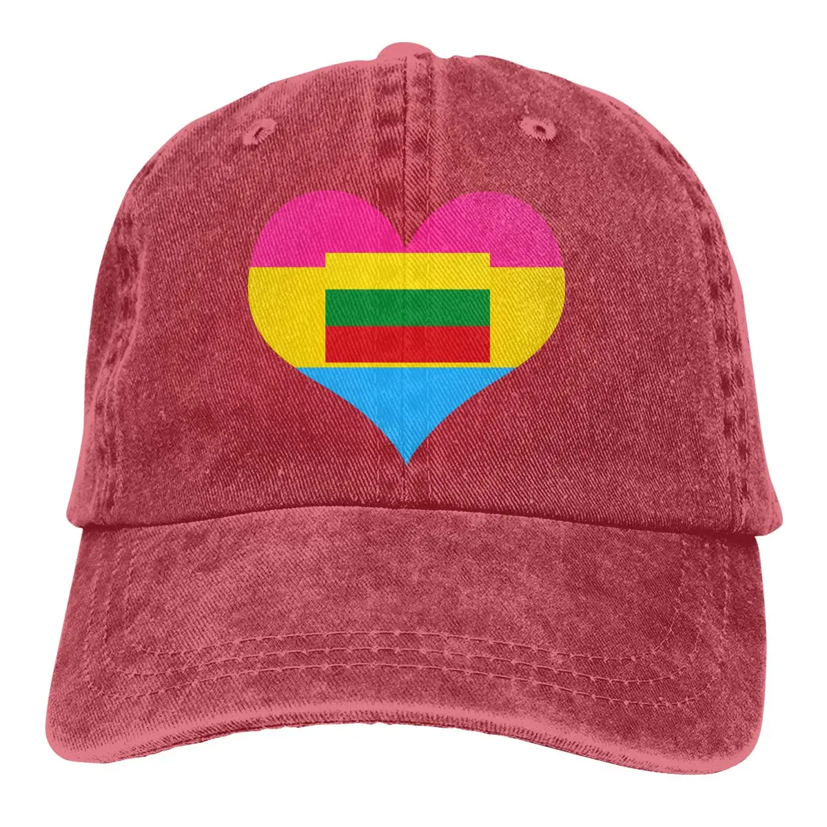Мужская или женская Регулируемая джинсовая бейсбольная кепка Pansexual Heart Эфиопский флаг Кепка водителя грузовика