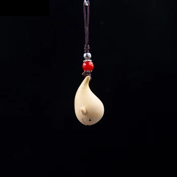 

XS189-4CM Hand Carved Boxwood Carving Figurine Animal Pendant Statue Home Decor -Cute Whale Sculpture