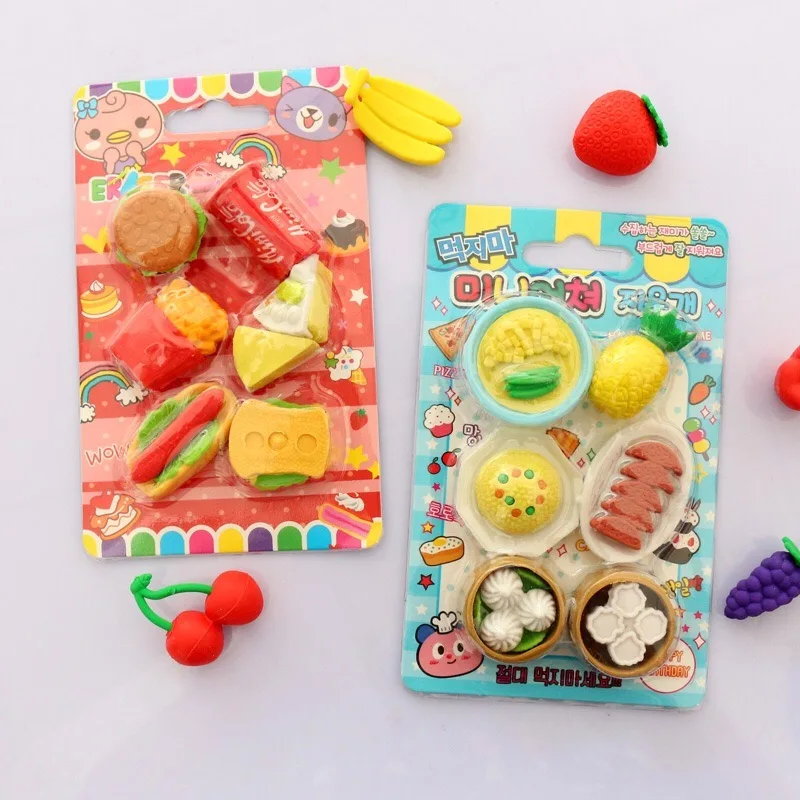 

cute Stationery Simulation Food Style Colour Eraser Removable Assembly Gift Student Prize Cartoon for children