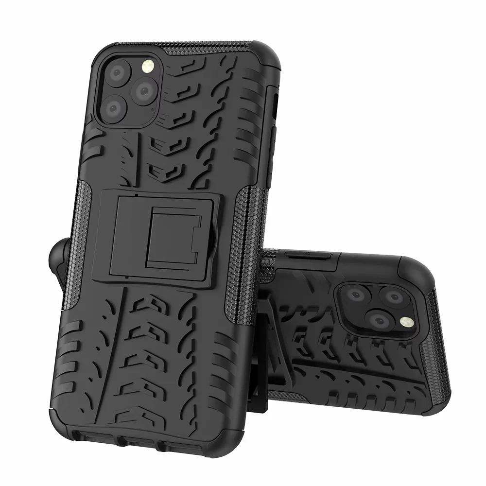 Сверхпрочный жесткий пластиковый защитный чехол для iPhone 11 Pro Max X XR XS Max, мягкий силиконовый бампер, защитный чехол на 6 6S 7 8 Plus, задняя крышка - Цвет: Черный