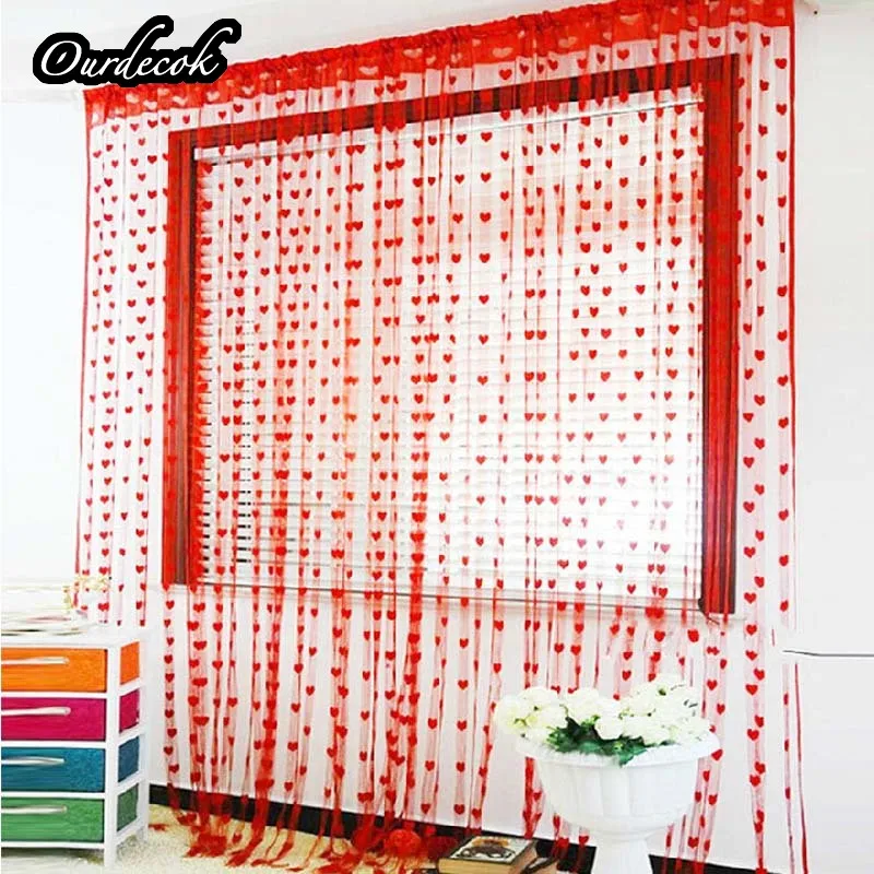 

New Curtain Window Partition Sheer Curtain Heart Vestibule Floral Tassel String Balcony Lifting Valance Scarf Room Decor