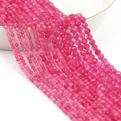 Natural Blue Sandstone Faceted Mineral Beads for DIY Jewelry and Gifts, 15'' Strand (Fuchsia crystal)