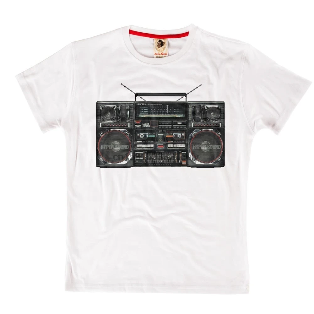 Monkey Business Boombox Black White Cotton T shirt |