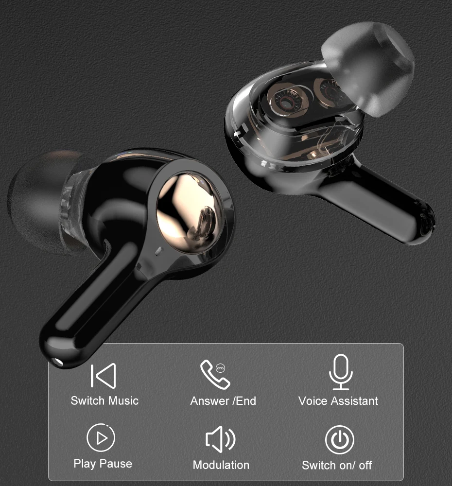 هندزفری دابل درایو وایرلس نویز کنسل ضد آب TiYiViRi Bluetooth Earbuds Double Drive 11 H34725a0ba59648f18ae10e53e9b7e13fu