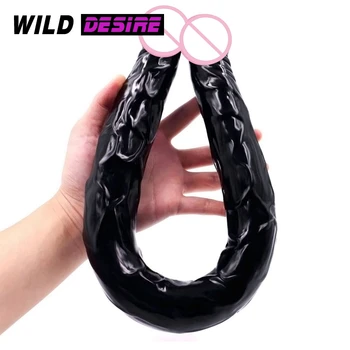 2020 Sexshop 21 inch Double Ended Dildo Huge Jelly Dildos Artifical Clitoris Massager Sex Toys For Women Long Penis Adults Toys 2