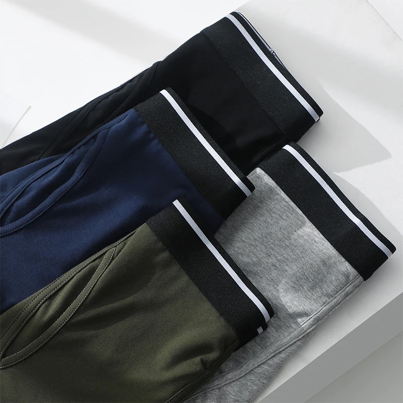 Boxed men's new underwear front opening pure cotton low waist boxer pants young men's pure color breathable boxer pants