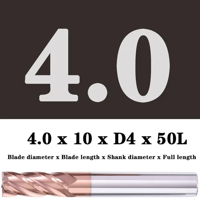 Milling Cutter Alloy Coating Tungsten Steel Tool Maching Hrc55 Endmill Milling Cutter Kit Milling Machine Tools cnc Router Bits 4x10XD4X50L