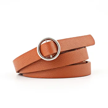 

Women Round Buckle Belts Female Leisure PU Belt for Jeans Dress Litchi Leather Simple Retro Strap Decoration Women Fashion Belt