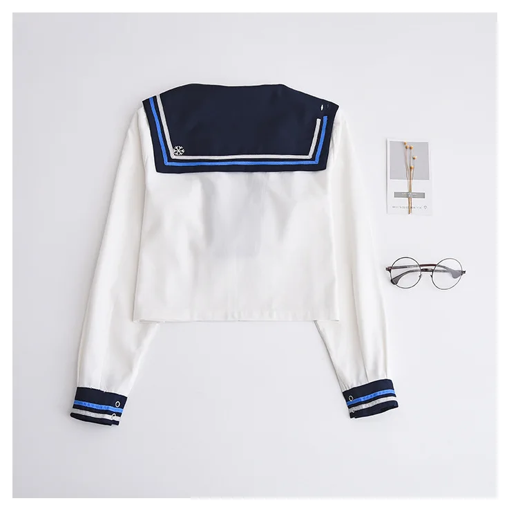 Japanese School Dress Uniforms Sailor Suit Cosplay Snowflake Embroidery School Uniform For Girls Students Anime Pleated Skirt