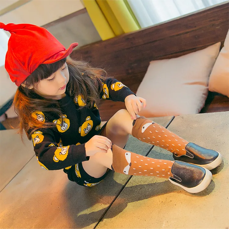 Мультяшные детские носки, красивые хлопковые носки для маленьких мальчиков и девочек, гольфы, Чудесный дизайн в виде животного, лисы, носки для детей 0-6 лет