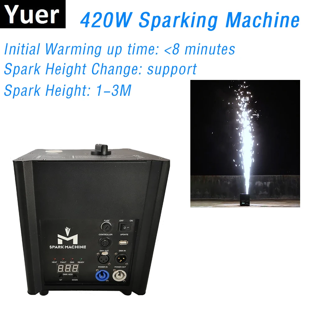 

420W Firework Machine AC220V DJ Disco Cold Spark Fountain Fireworks Machine for Wedding Stage Effect DMX and Wireless Controller