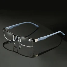 Новинка, металлические квадратные очки для чтения, для женщин и мужчин, удобные и ультралегкие очки для чтения в полуоправе для пожилых людей+ 1,00+ 2,00+ 3,00+ 4,00
