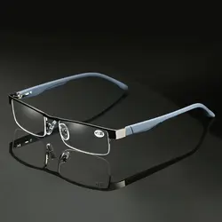 Новинка, металлические квадратные очки для чтения, для женщин и мужчин, удобные и ультралегкие очки для чтения в полуоправе для пожилых