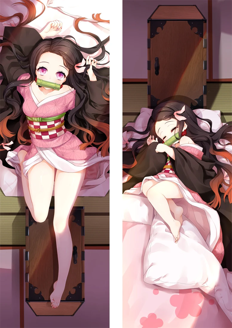 Аниме демон убийца: Kimetsu no Yaiba Dakimakura Чехол с персонажами Kamado Nezuko чехол с подушкой Kamado Tanjirou Hugs чехол - Цвет: S1