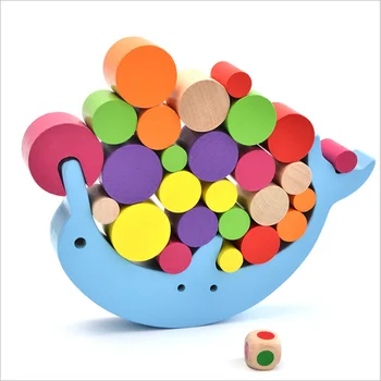 

Colorful Baby blocks Toys Balance Training Dolphin Building Blocks Colorful Preschool wooden Early Education Toys