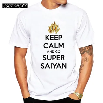 

Men Creative Hot Sale t shirt Keep Calm And Go Super Saiyan Design Short Sleeve Letter Printing Basic Tops
