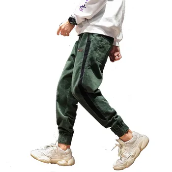 

New arrival fashion beam closed the feet corduroy pants men elastic waist casual pants pantalon homme 3-colors size m-5xL