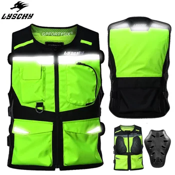 

LYSCHY Motorcycle Vest Reflective Waistcoat Breathable High Visibility Racing Vest Jackets Giubbotto Moto Chaleco Summer Spring