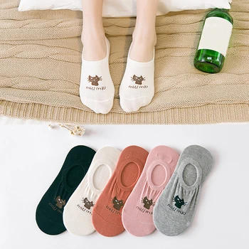 

5Pairs 2020 Cotton Men's Socks Men Cartoon Cat Striped Novelty Male Ankle Happy Socks For Women Men Boat Socks Invisible