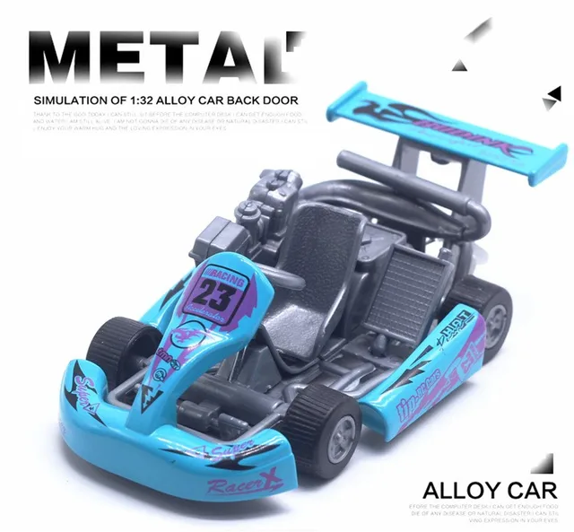 1:32 Alloy ABS karting Racing Toy Car Model Metal Pull Back Simulation Miniature Kids Small Toys Car For Children Boys Gifts BLUE