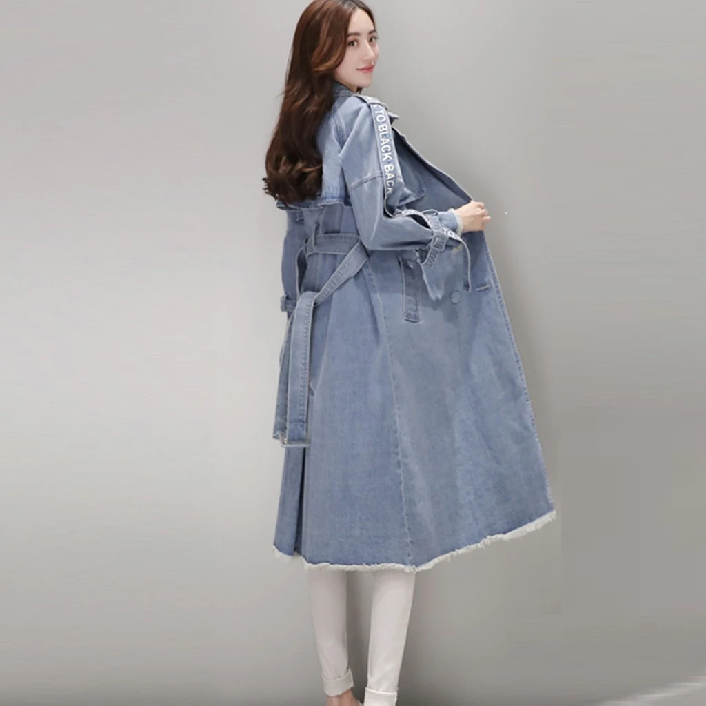 JAYCOSIN 2019 Plus Size Winter And Autumn Fashion Women Casual Solid Long Sleeve Denim Long Cardigan Jackets Outwear Coat 919