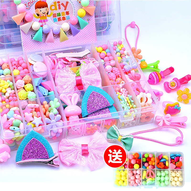

Children Beaded Bracelet Necklace DIY Educational Toy Bead Bracelet GIRL'S Wear Building Blocks Handmade Non-Birthday Small Effe