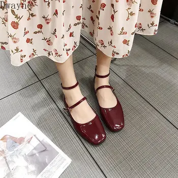 

South Korea ulzzang fairy literary evening wind word buckle Mary Jane shoes chic flat ballet shoes women