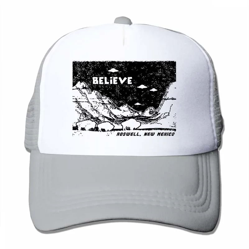 UFO Roswell, Нью-Мехико, захватывающая инопланетянина, UFO Believe, зона 51, укороченная, круговая, детская, летающая тарелка, бейсбольная кепка, для мужчин и женщин, Кепка-Дальнобойщик - Цвет: 4-Gray