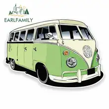 EARLFAMILY 13cm x 13cm Comic Camper Van Funny Car Stickers Vinyl JDM Cartoon Oem Waterproof Anime RV VAN 3D DIY Fine Decal