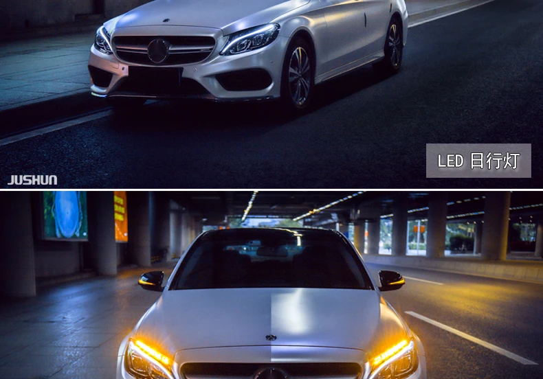 Автомобильный Стайлинг для Benz W205 полный светодиодный фонарь- для Benz c-класс полный светодиодный налобный фонарь DRL дальний и ближний свет все светодиодный