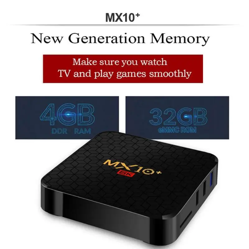 MX10 ТВ-бокс 4 Гб+ 32 ГБ/64 ГБ Android 9,0 четырехъядерный WiFi tv Box Google Сертификация Bluetooth 6K 2,4G управление USB 3,0 tv Box