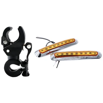 

1x 90 Degree Rotating Bike Mount Torch Flashlight Fitting Plier Clip Holder & 2Pcs 9 Led Side Marker Lights Tail Lamp