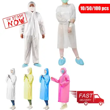 

10pcs/set Disposable Isolation Gown Non-woven Splash Resistant Security Protection Coveralls for Surgeon protect Clothes cover