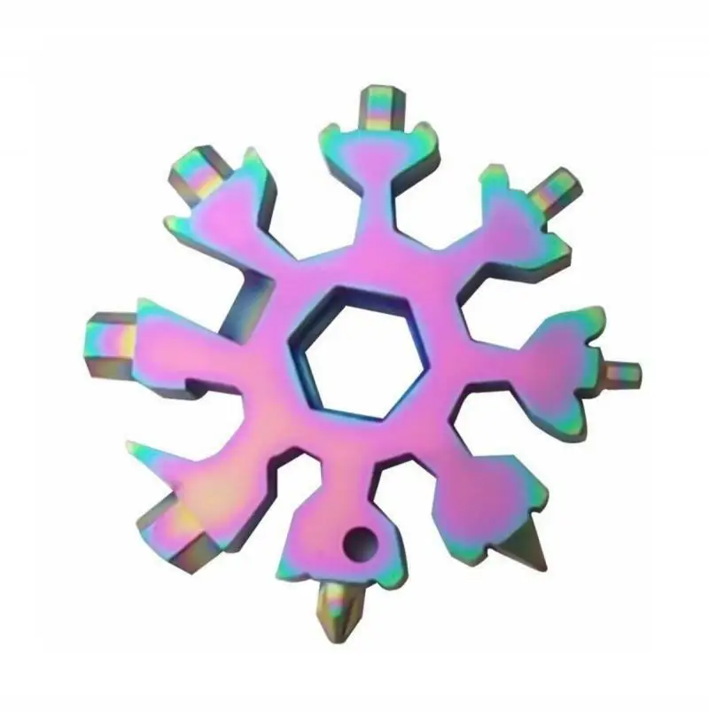 

Snowflake Snow Wrench Tool Bottle Opener Screwdriver 18-in-1 Multi-tool Stainless Steel Cutter Card Combination With Key Ring