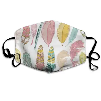 

Mouth Mask Colorful Aztec Feather Print Masks - Breathable Adjustable Windproof Mouth-Muffle, Camping Running for Women and Men