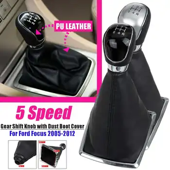 

Car 5 Speed Leather MT Gear Stick Shift Knob with Dust Cover For Ford for Focus Focus 2 Mk2 2005 2006 2007 2008 2009 2010 2011