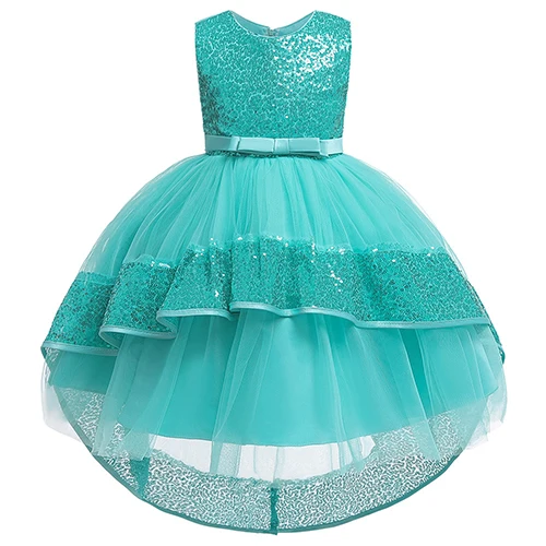 Детское платье с блестками на Хэллоуин, новое рождественское платье снежинки для девочек, платье принцессы, костюм, детское праздничное платье на день рождения - Цвет: L5147 light green