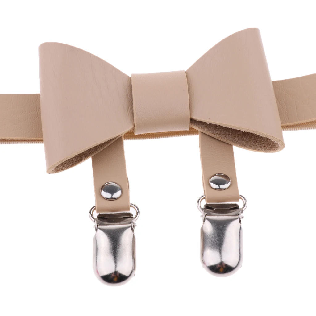 Sexy Women Bowknot Leg Garter Belt Anti-Slip Clips Elastic Punk Leg Harness Thigh Ring Leather Garter Belt Suspender Strap