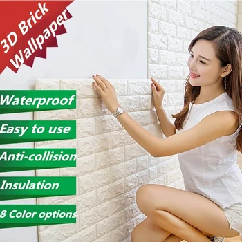 

Creative Home Decor 3D Wallpaper PE Foam DIY Wall Stickers Home Decoration Wall Decor Embossed Brick Stone Living Room Bedroom
