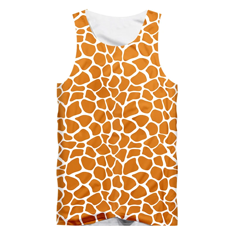 

IFPD EU Size Vest Men New Gyms 3D Tank Tops Print Giraffe Stripes Casual Plus Size 6XL Costume Unisex Summer Sleeveless Shirt