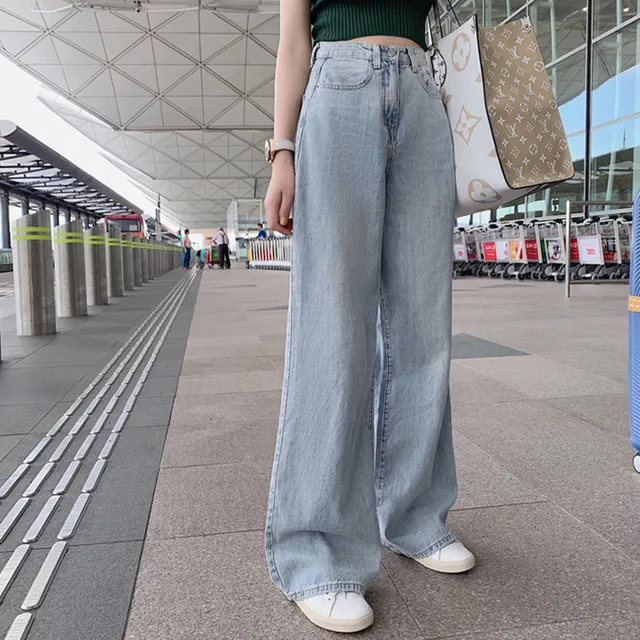 Woman High Waist Wide Leg Straight Plus Size Jeans 1